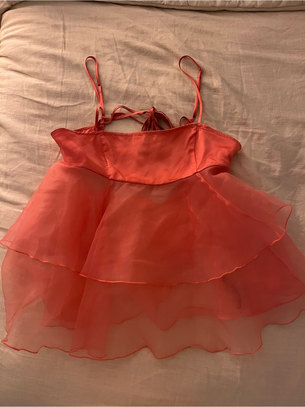 Free People Coral Layered Chiffon Tank